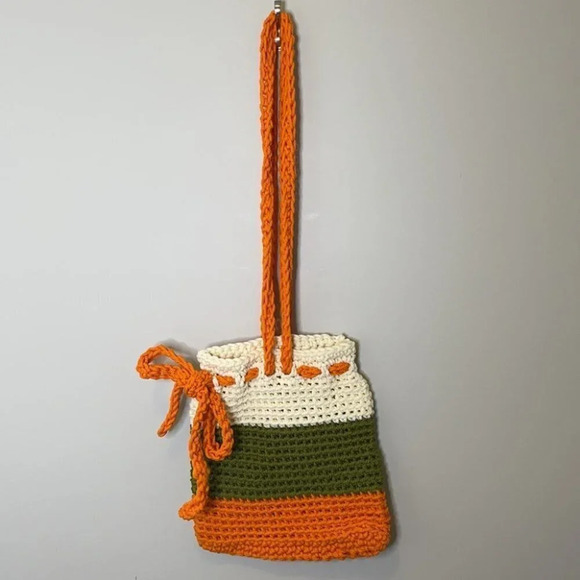 BOHO 70’s Vibe Hand Made Crochet Crossbody Carryall Bag Purse - Picture 7 of 7